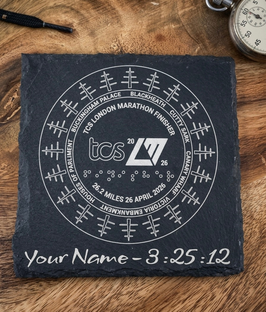 Personalised London Marathon Finishers Slate Coaster