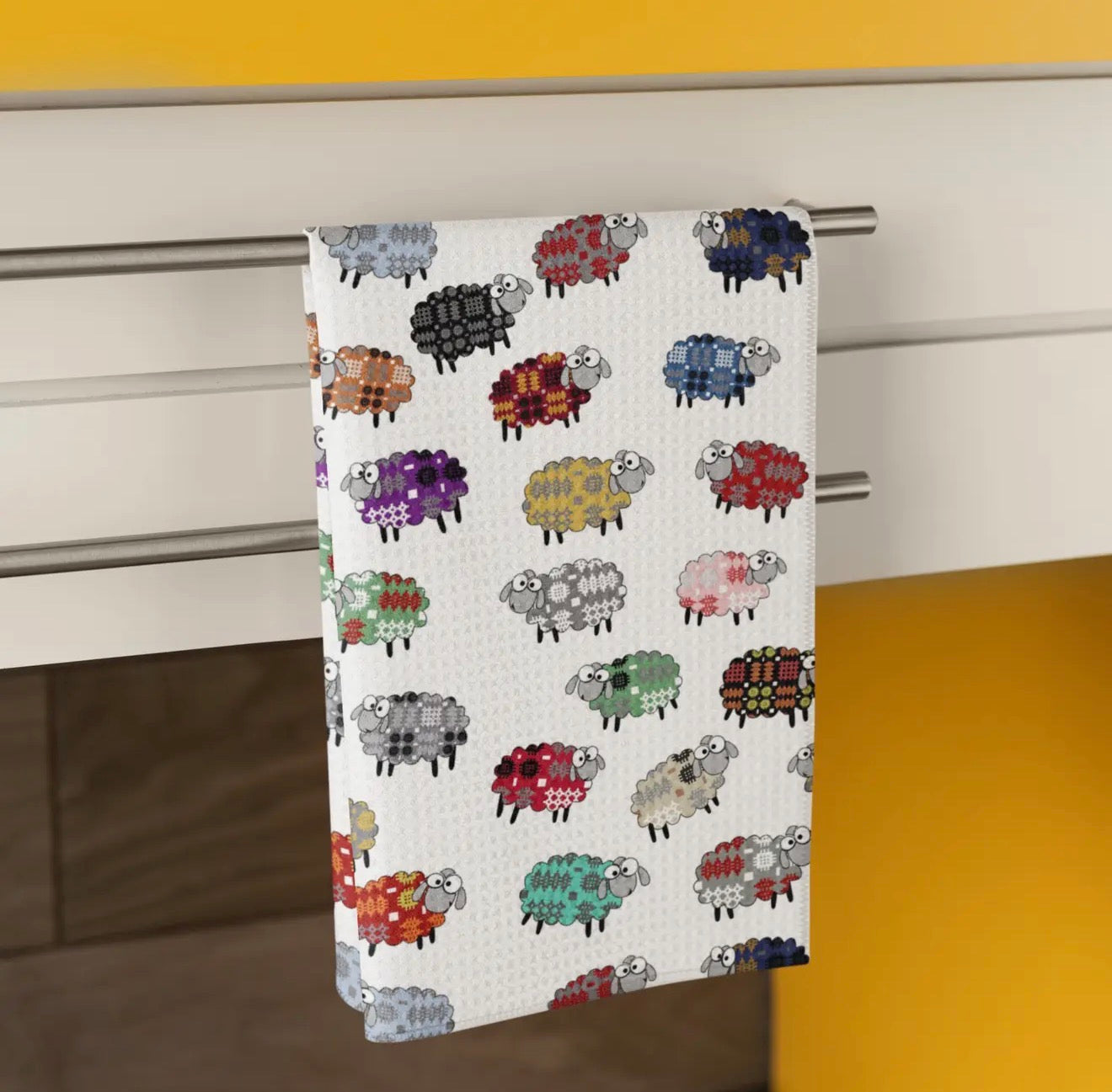 Sheep Welsh Blanket Design Waffle Tea Towel | Moose & Co.