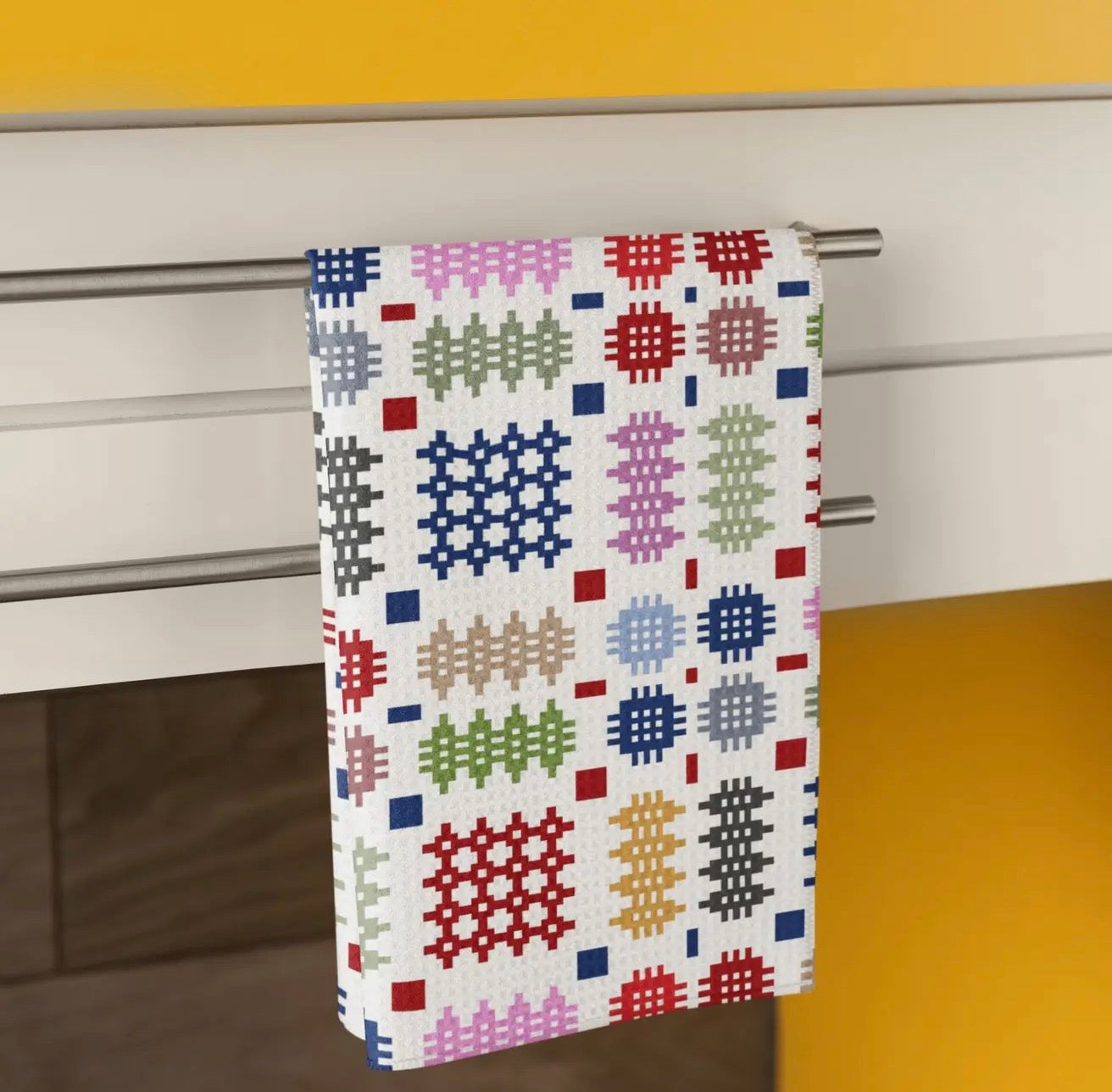 Multi Coloured Welsh Tapestry Waffle Tea Towel | Moose & Co.