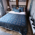 Teal & Grey Welsh Tapestry Design Throw