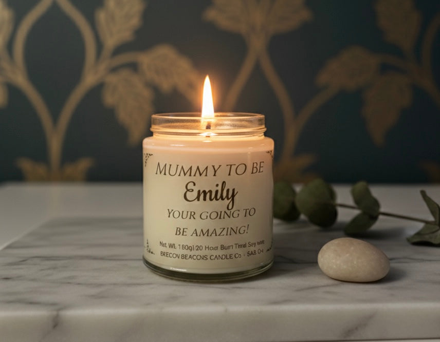 Personalised Mummy To Be Candle – Welsh Handmade Baby Shower Gift