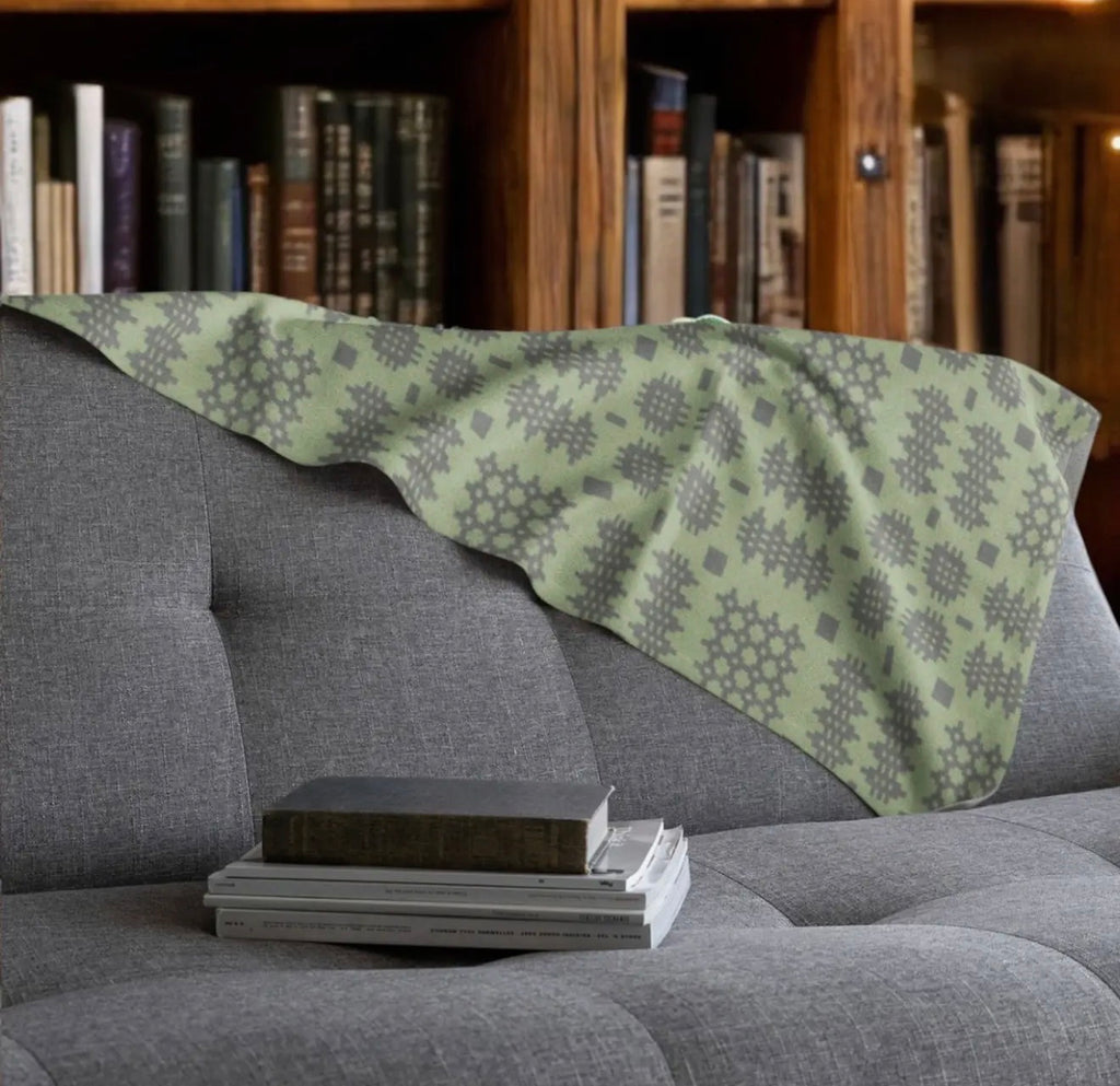 Sage Green Welsh Tapestry Design Throw | Moose & Co.