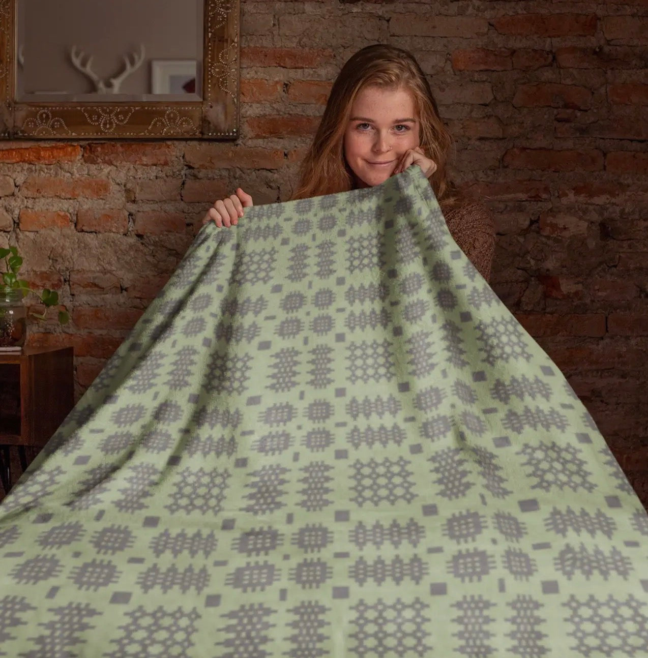Sage Green Welsh Tapestry Design Throw | Moose & Co.