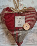 You've Got This! Wool Touch Tartan Heart