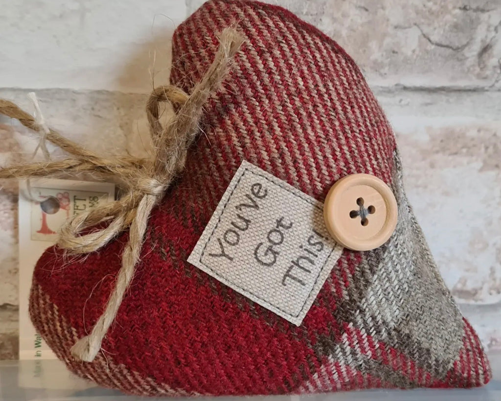 You've Got This! Wool Touch Tartan Heart