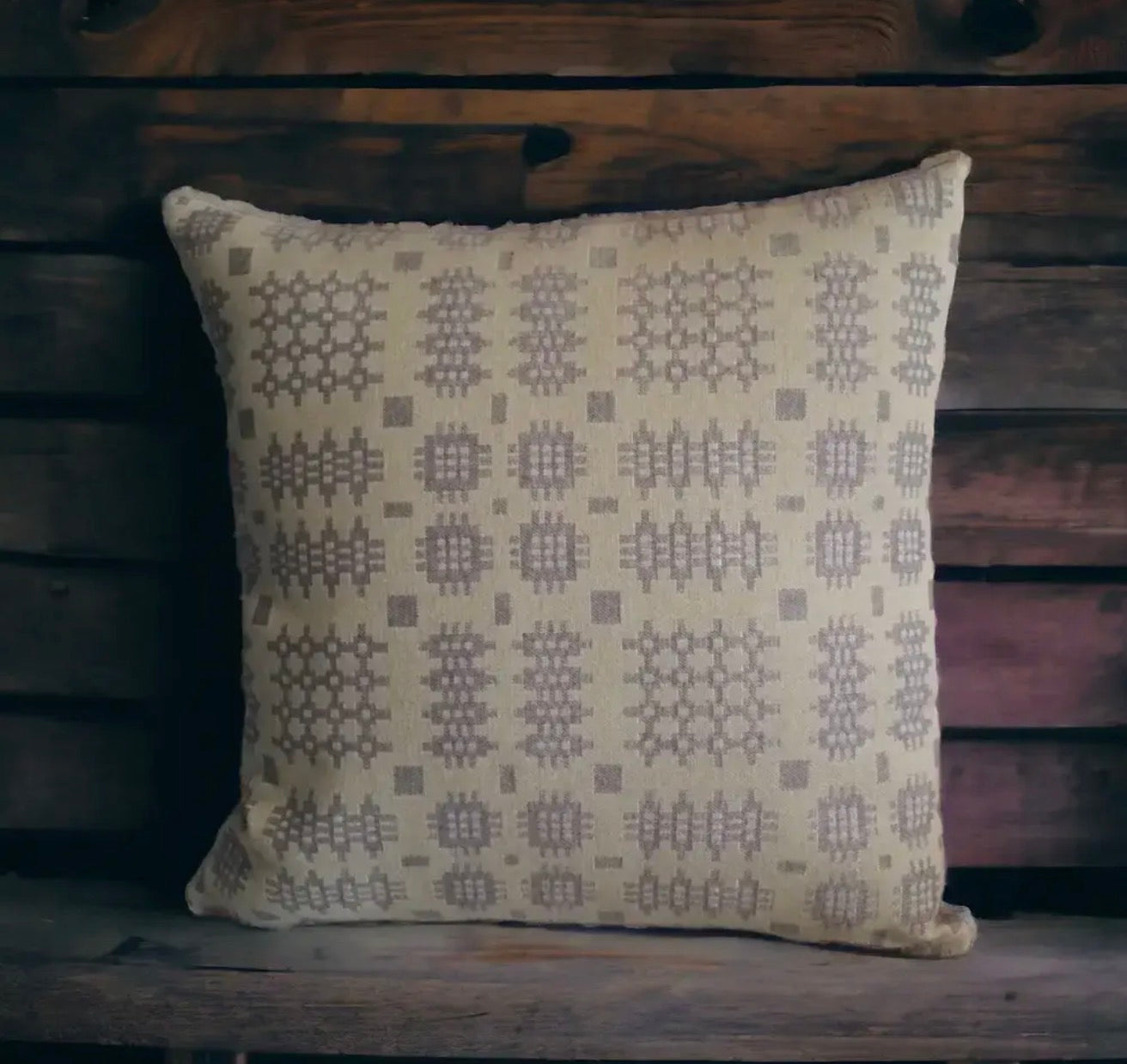 Sage Green Welsh Tapestry Blanket Design Cushion | Moose & Co.