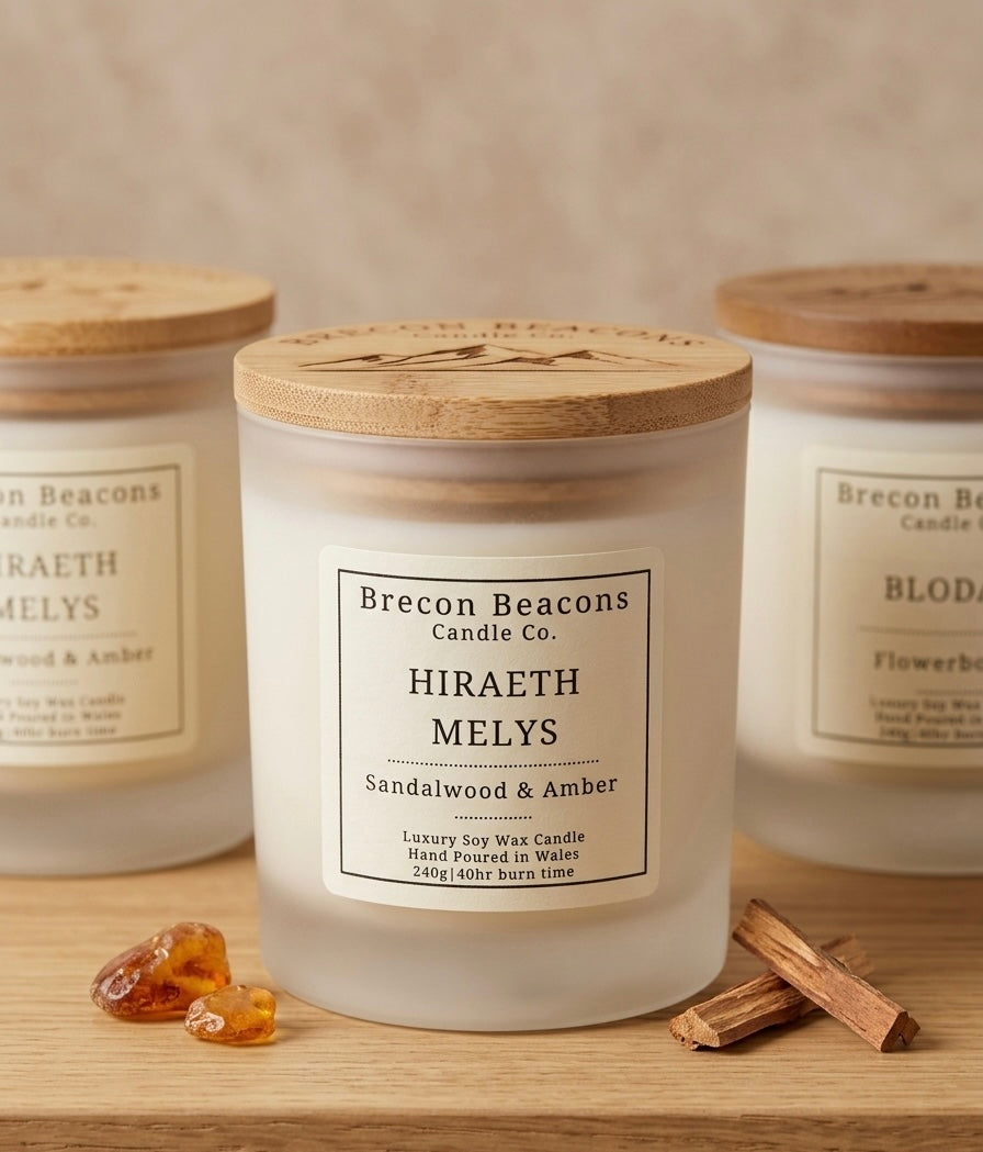 Hiraeth Melys | Sandalwood & Amber Luxury Soy Candle