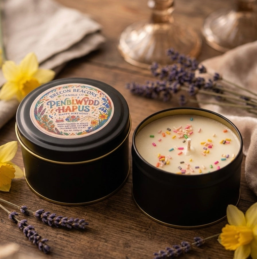 Penblwydd Hapus – Birthday Cake Scented Candle | Welsh Happy Birthday Gift