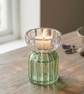 Green & Blue Vintage Glass Tea Light Holder