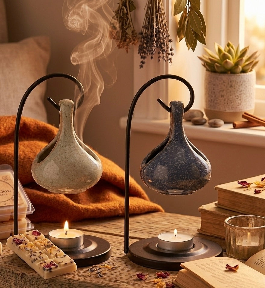 Eden Hanging Wax Melt Burner Gift Set with 2 Botanical Snap Bars | Brecon Beacons Candle Co.