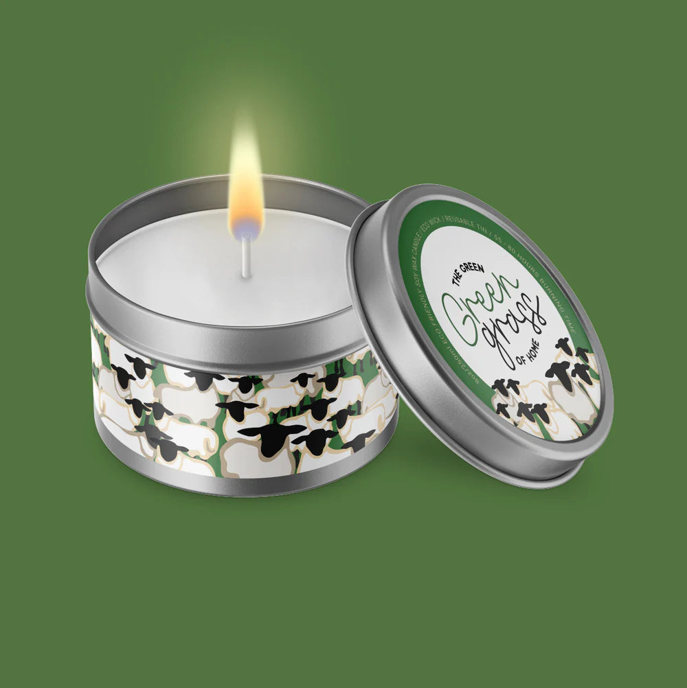 The Green Green Grass of Home Candle – Silver Tin | Max Rocks